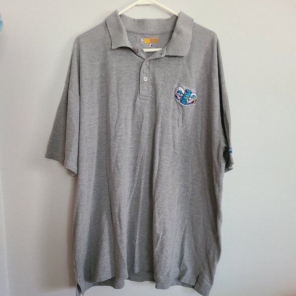 CHARLOTTE HORNETS NBA  MAJESTIC BIG MAN 3XLT GRAY POLO SHIRT   A8 - Picture 1 of 5